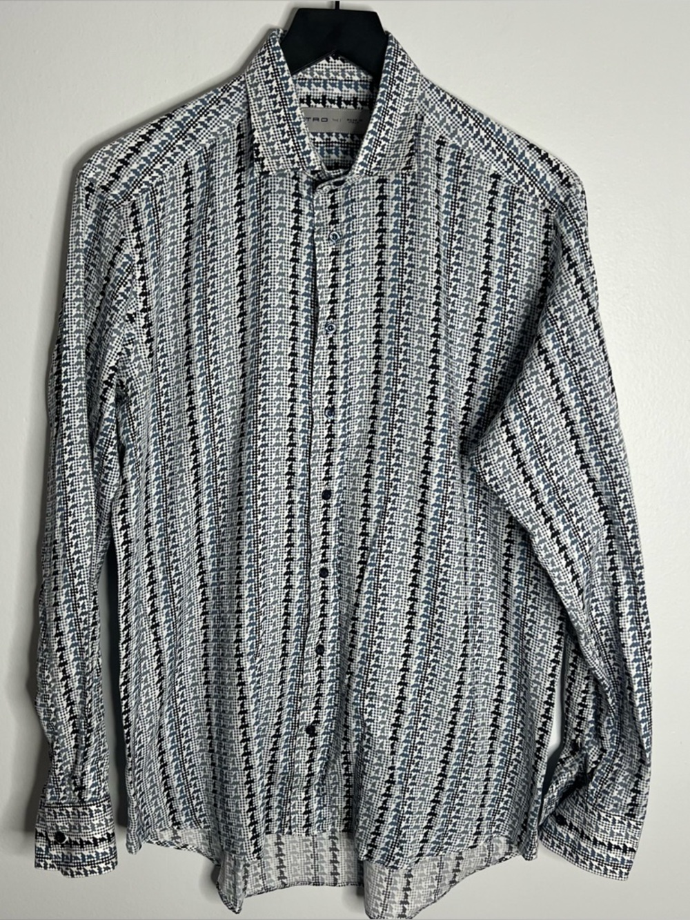 Etro Milano Long Sleeve Button Down Shirt Mens Size EU 41 Blue Stretch